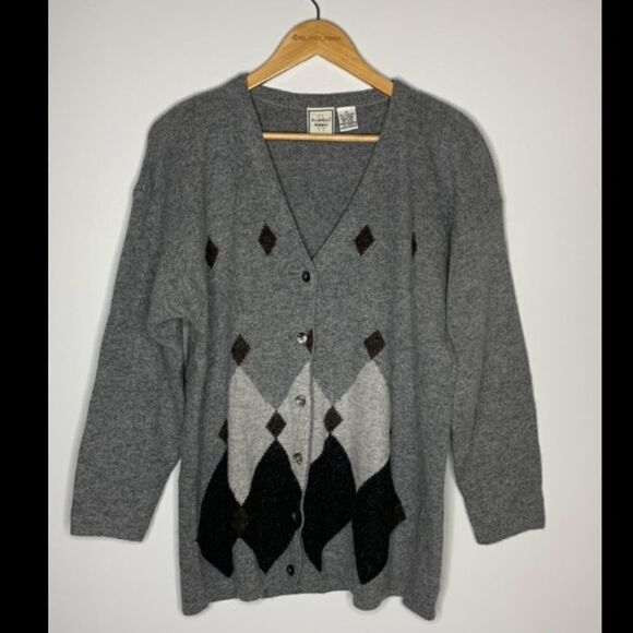 Boundary Waters wool blend argyle cardigan. XL - Picture 1 of 4